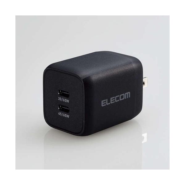 エレコム　MPA-ACCP4365BK　USB　Power　Delivery　65W　キューブAC充電器(C×2)　ブラック　MPAACCP4365BK 500