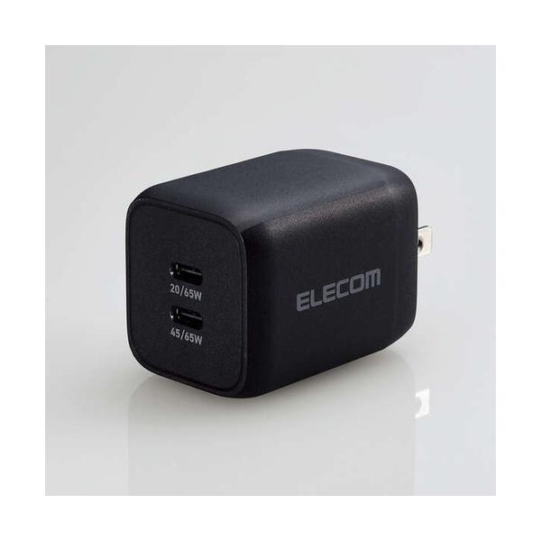 エレコム ACDC-PD4365BK USB Power Delivery 65W キューブAC充電器(C×2) ブラック ACDCPD4365BK