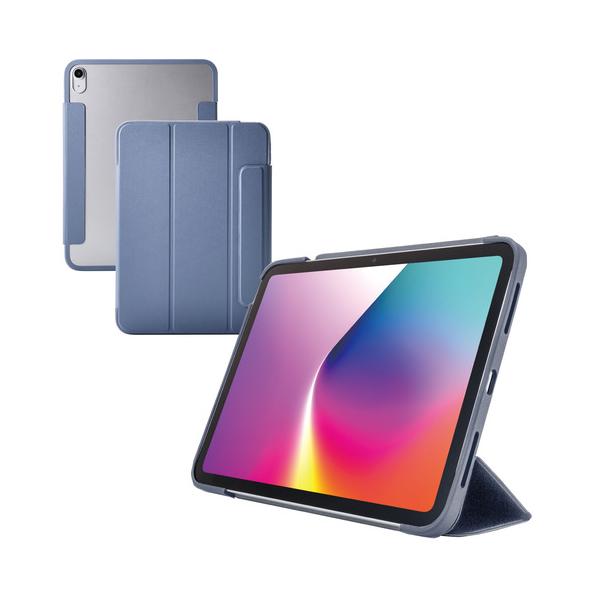 エレコム TB-A25RWVFCBG iPad 11インチ(A16)/10.9インチ 第10世代 マグネットフラップ ケース カバー 2アングル オートスリープ機能 耐衝撃 ブルーグレー