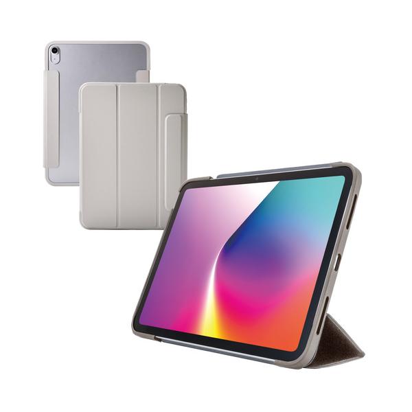 エレコム TB-A25RWVFCGB iPad 11インチ(A16)/10.9インチ 第10世代 マグネットフラップ ケースカバー 2アングル オートスリープ 耐衝撃 背面クリア グレージュ