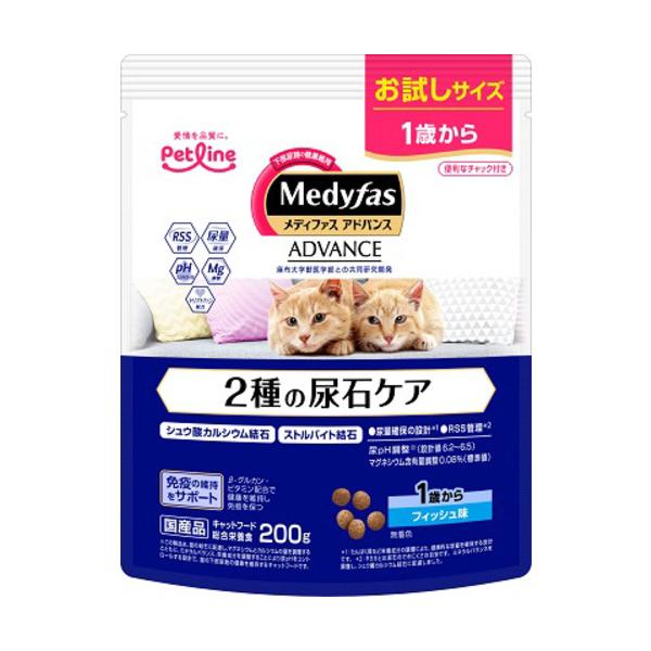 ペットライン　メディファス　アドバンス　2種の尿石ケア　1歳から　フィッシュ味　200g 866