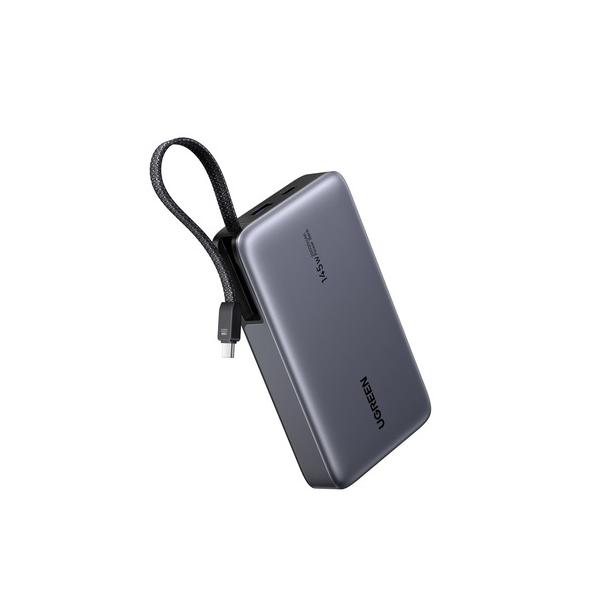 UGREEN 55992B ケーブル付きモバイルバッテリー 20000mAh LED