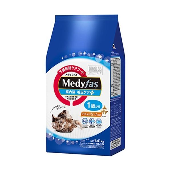 他サイト： ペットライン 室内猫 毛玉ケアプラス メディファス 1歳から チキン＆フィッシュ味 1.41kgの商品画像