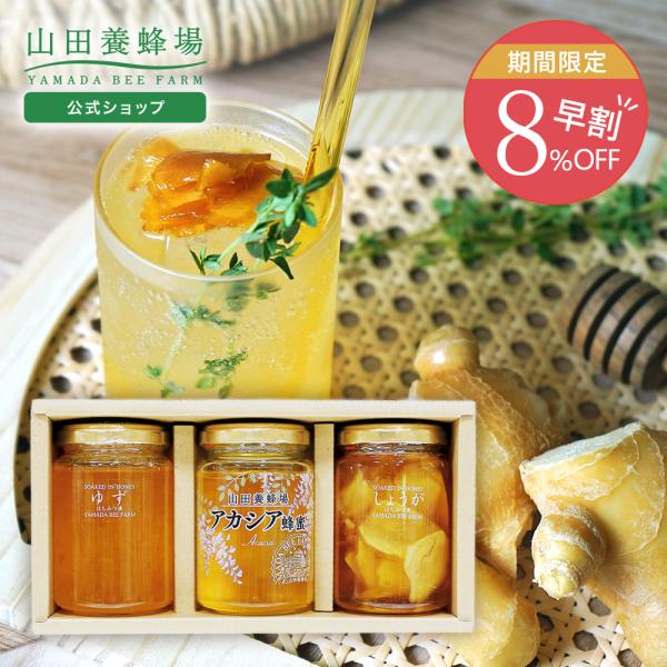 山田養蜂場 早割 はちみつ果実漬セット(ゆず・しょうが) しょうがはちみつ漬 ゆずはちみつ漬 アカシア蜂蜜  各200g ギフト  蜂蜜 はちみつ漬 お中元