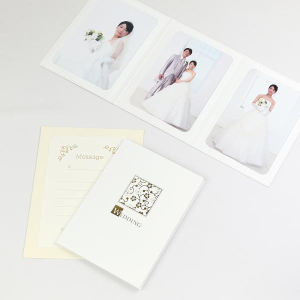 【基本仕様】Lサイズ収納、3ツ折3面（タテ・タテ・タテ）【材質】表紙：紙（タント紙/100kg両面合紙）ポケット：紙（タント紙/100kg）メッセージカード：紙（マーメイド紙/115kg））封筒：紙（ボス紙/110kg）【台紙厚さ】（折りた...