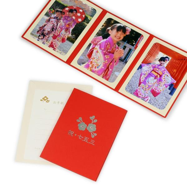 【基本仕様】2Lサイズ収納、3ツ折3面（タテ・タテ・タテ） 【材質】表紙：紙（タント紙/100kg両面合紙）ポケット：紙（タント紙/100kg）メッセージカード：紙（マーメイド紙/115kg）） 封筒：紙（ボス紙/110kg） 【台紙厚さ】...