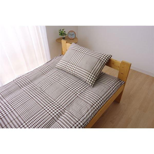 敷布団カバー/寝具 〔チェック柄 ブラウン ダブル 約145×215cm〕 洗える 綿混 〔ベッドルーム 寝室 プレゼント 贈り物〕