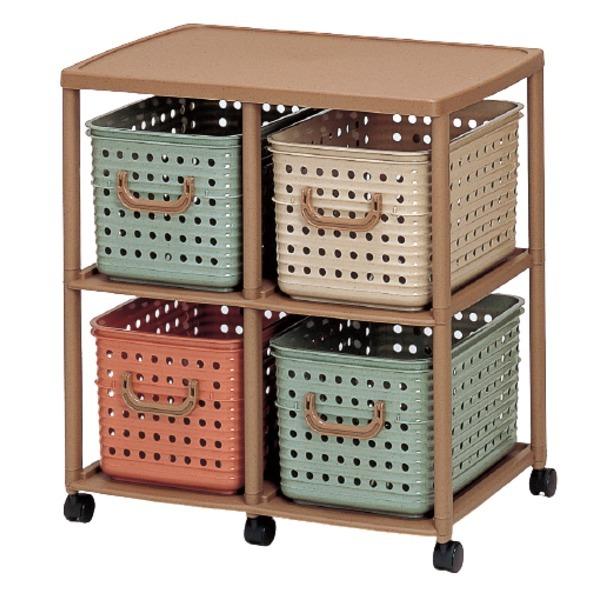 スリムバスケットラック/衣類収納 〔4W型〕 66×44.5×69.8cm 日本製