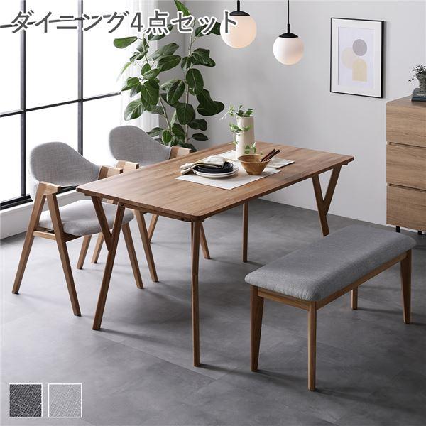 ダイニング 4点 セット テーブル ＋ チェア2脚 ベンチ 約幅140cm 