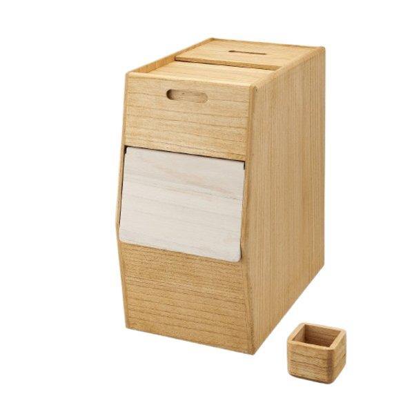 桐 米びつ 20kg 木製 天然木 日本製 フラップ扉 1合升付き kirisai