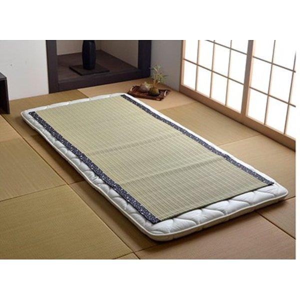 日本製 い草 シーツ/寝ござ 〔ブルー シングル約88×180cm〕 抗菌 防臭 調湿 熊本県八代産い草使用 〔ベッドルーム 寝室〕
