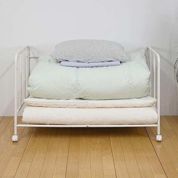布団収納 収納ラック 1段 奥行69cm 1段 キャスター付き 収納家具 収納用品 収納ワゴン 寝室収納