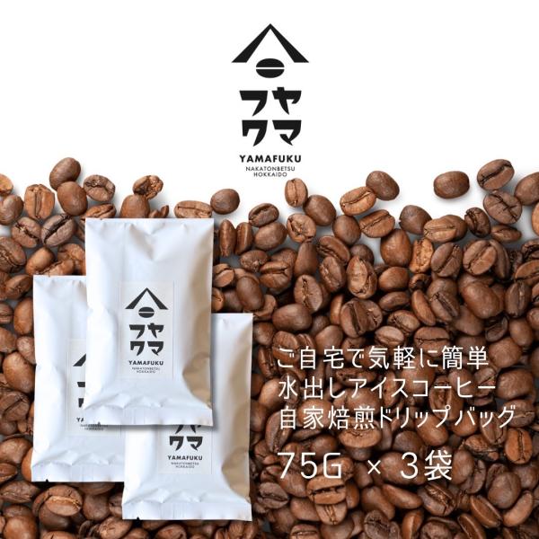 自家焙煎 水出しコーヒー アイスコーヒー コールドブリュー ドリップパック75g 3袋セット 珈琲 ドリップコーヒー 送料無料
