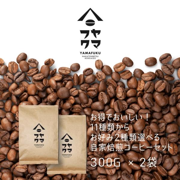 お好きな豆を2種類選べる！ 自家焙煎 コーヒー 合計600gパック どれでも選べるお得な300g2袋セット 自家焙煎 珈琲 挽き豆 粉 送料無料