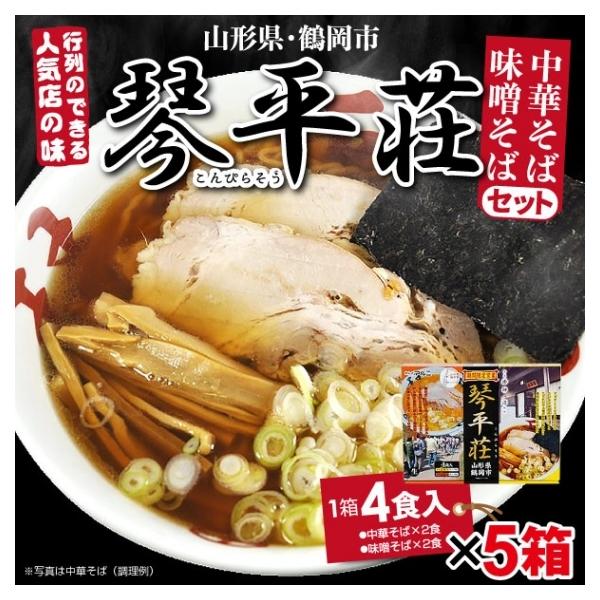 ラーメン 山形 琴平荘監修 ラーメンセット4食入×5箱 計20食ご当地 お取り寄せ 生ラーメン