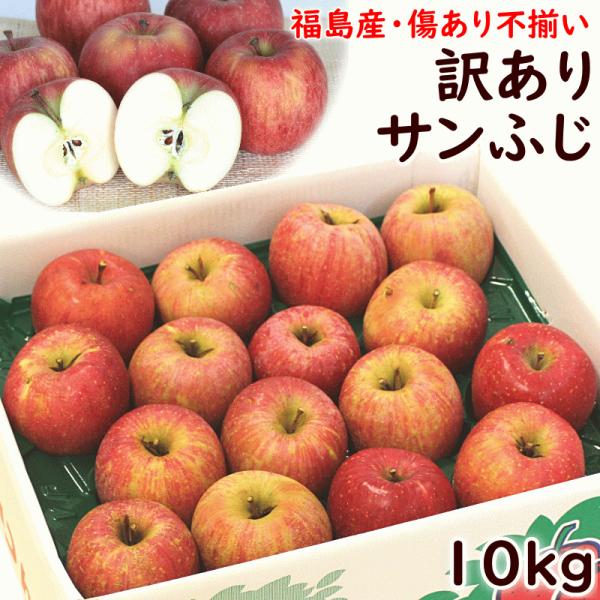 りんご 訳あり ふじ サンふじ 優品 福島県産 訳ありサンふじ 不揃い 傷あり 10kg 11月下旬頃から発送 送料込 ふくしまプライド。体感キャンペーン（果物/野菜）