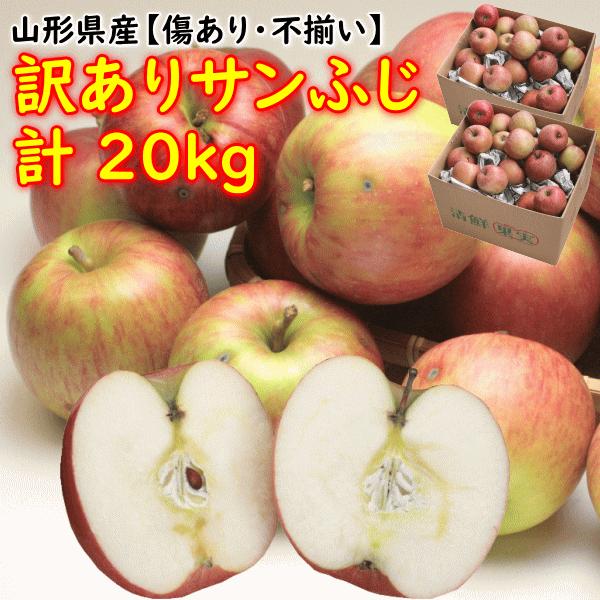 りんご 訳あり サンふじ まとめ買い 山形県産 訳ありサンふじ 10kg×2箱 計20kg 生食 ジュース 送料込