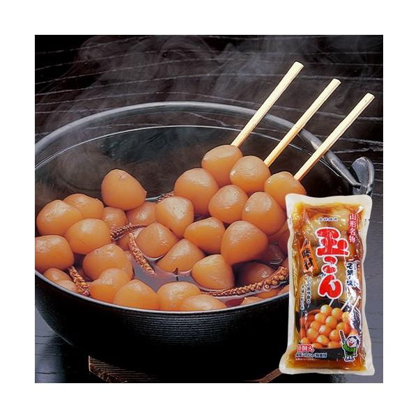 山形名物！醤油味がしみ込んだまんまるの「玉こん」！国産の上質なこんにゃく粉だから食感ぷるぷる！