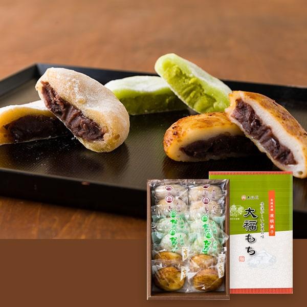 鶴岡市の「とちのみ本舗大福城」の人気商品が一度にお楽しみいたける詰め合わせのご紹介です。看板商品である、とちの実を使った「とちもち」と、「みそっ娘餅」「だだちゃ大福」を詰め合わせてお届けします。