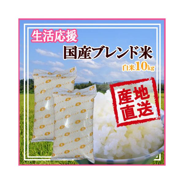 送料無料 山形県産 ブレンド 米 10kg(5kg×2) 生活応援米 国内産１０割使用 十キロ 白米 はくまい