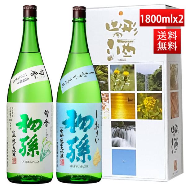 日本酒 飲み比べ セット 初孫 純米大吟醸 旬香 と しおさい 1800mlx2本 山形 東北銘醸 酒田市   お中元 夏ギフト プレゼント