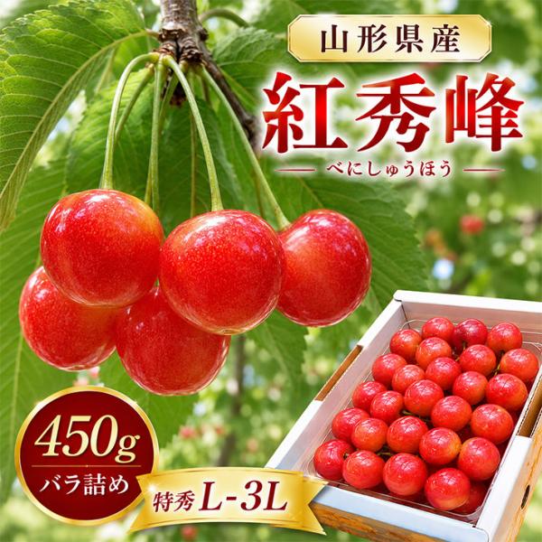 6月下旬〜7月上旬発送予定 フルーツ さくらんぼ 山形県寒河江市幸生高原産 特選さくらんぼ 紅秀峰 450gバラ詰め 特秀LL以上 クール便