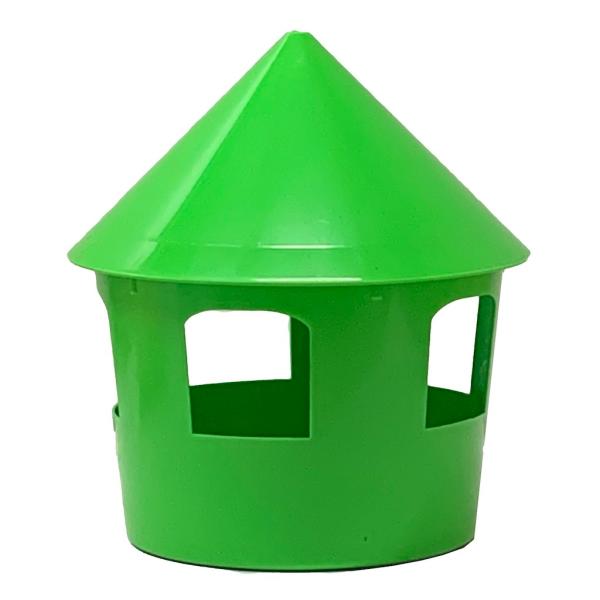 【特長】大容量のハト用ボレー・エサ入れ。ボレー粉やエサの補充は屋根を外して簡単に行なえます。2kg位のエサを入れることが出来ます。【仕様】・サイズ：直径25×高さ25(cm)・材質：プラスチック・対象動物：ハトなど