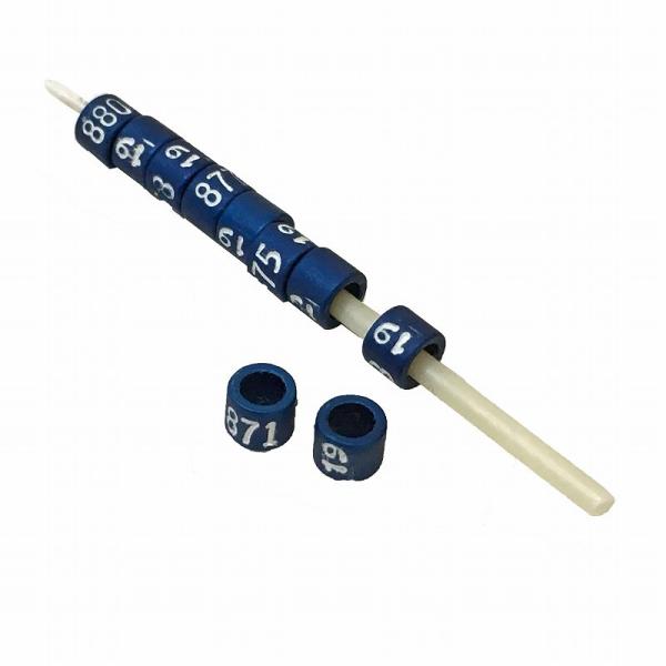 【特徴】番号付きなので識別が簡単です。生まれたばかりのカナリヤのヒナに取り付けてください。【仕様】サイズ：径4×長さ4mm　※内径は約3.5mm入数：1個年度：2019年※メール便でも発送可能です。