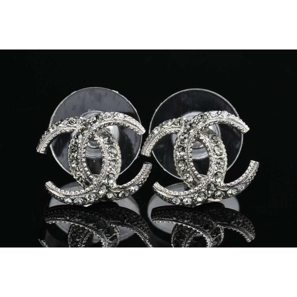 CHANEL（シャネル） ココマーク ラインストーン ピアス シルバー
