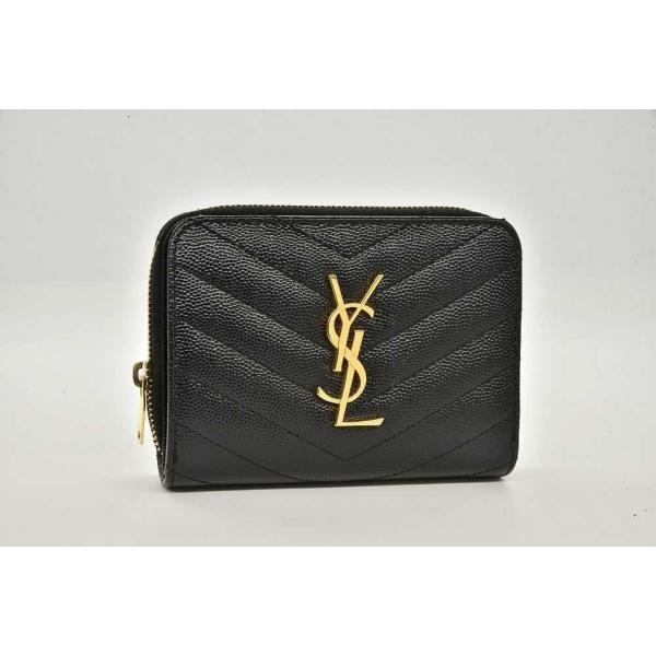 サンローラン　モノグラム コンパクト ジップアラウンド ウォレット　二つ折財布 SAINT LAURENT モノグラムコンパクトジップアラウンドウォレット