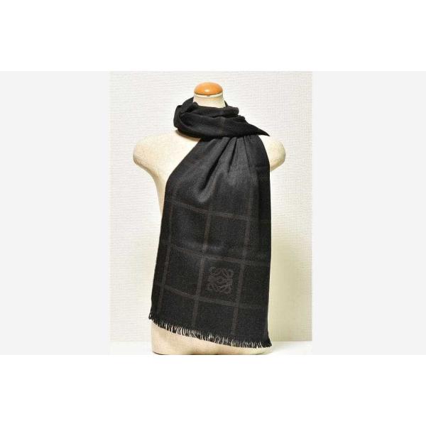 LOEWE（ロエベ） アナグラム マフラー ストール ウール チェック柄