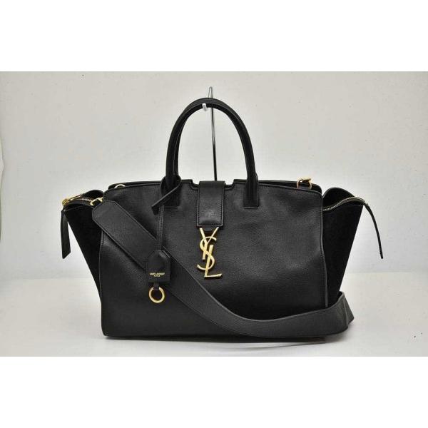 イヴ・サンローラン２wayハンドバック。ショルダーバック黒革 SAINT LAURENT サンローラン ダウンタウンカバス ハンドバッグ