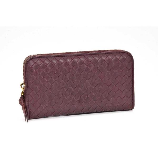 ボッテガヴェネタ　長財布　パープル　イントレチャート　フラップ　ラウンドジップ BOTTEGA VENETA（ボッテガ・ヴェネタ） イントレチャート ジップ