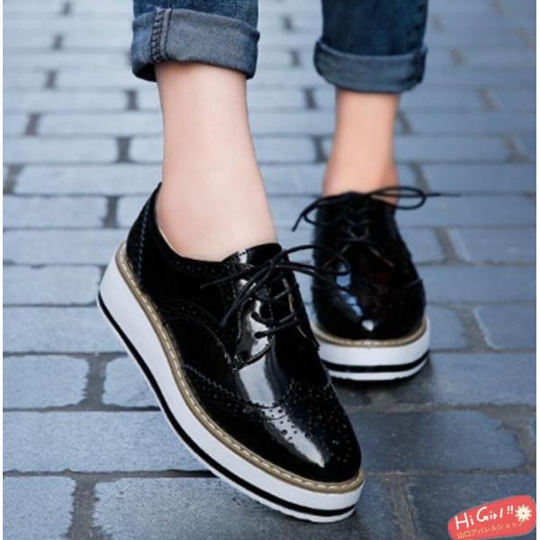 オックスフォードシューズ レディース スニーカー 靴 歩きやすい 厚底 可愛い エナメル 黒 白 ワインレッド ブラック ホワイト ベージュ Dejapan Bid And Buy Japan With 0 Commission