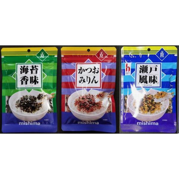 【送料無料】【メール便】瀬戸風味、海苔香味、かつおみりん３個セット【ロングセラー】【広島県広島市中区】【三島食品】【ふりかけ】