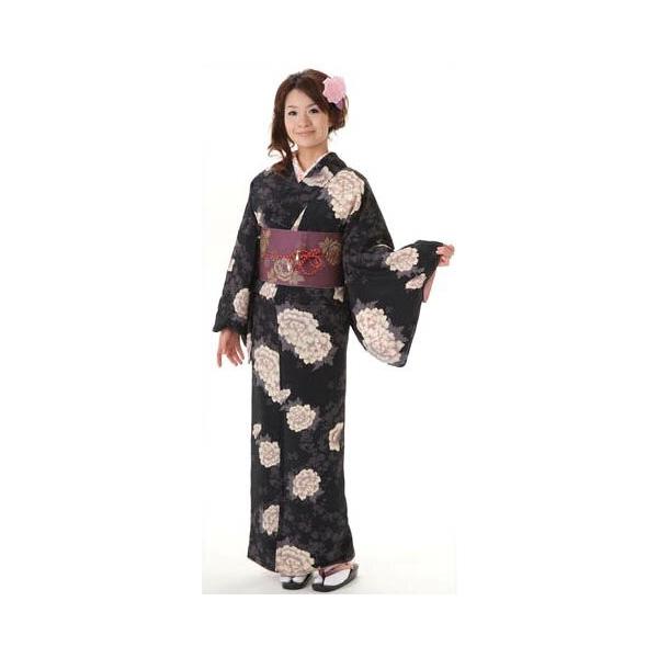 洗える着物 H・L 単品 ポリエステル 袷 小紋 黒 : 着物通販 きもの山喜 