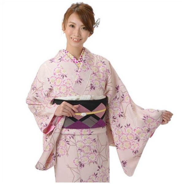 100%正絹【4/9まで限定】女性用 小紋 袷着物 深紫×古典柄 縮緬 上品な一枚 yamaki_59108-01
