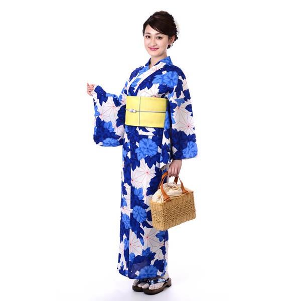 浴衣 撫松庵 ブランド 女性 ゆかた 単品 東レ セオアルファ 白