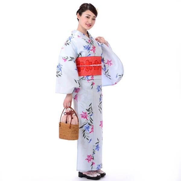 浴衣 レディース ゆかた 女性 そしてゆめ 3点セット 水色 ゆり : 着物 