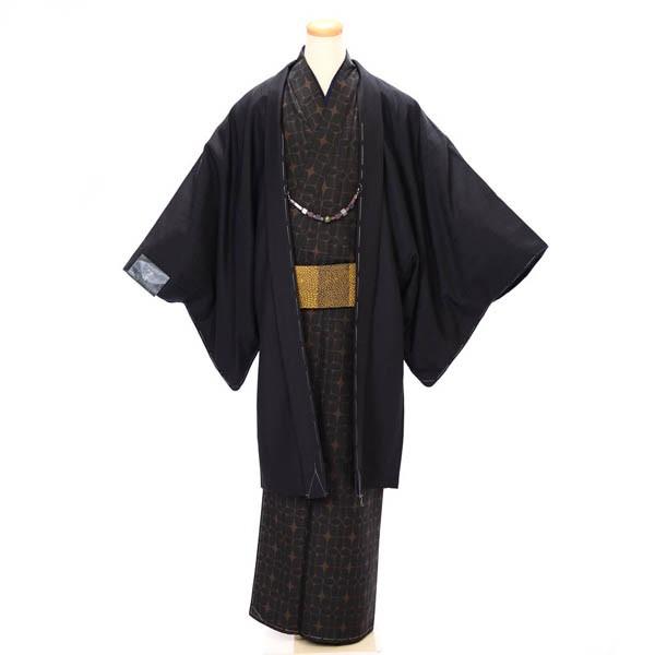 紳士 着物 羽織 2点セット Lサイズ 洗える着物 黒 茶 カジュアル 日本製 05 着物通販 きもの山喜 通販 Yahoo ショッピング