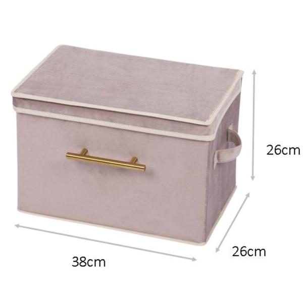 ●なめらかなベルベット生地を使用●カラーBOXにぴったりサイズで、出し入れしやすい取っ手付き！●折りたたみ可能●ホコリや汚れなどから収納物を守る蓋付き！●スタッキングもできる※本製品2個まで積み重ねできます