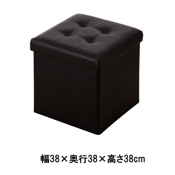 ●オットマンとしても使用できるレザー調収納スツール