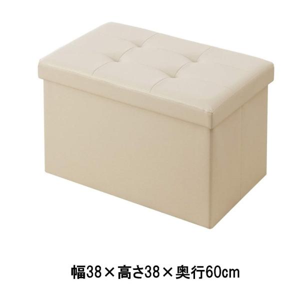 ●オットマンとしても使用できるレザー調収納スツール