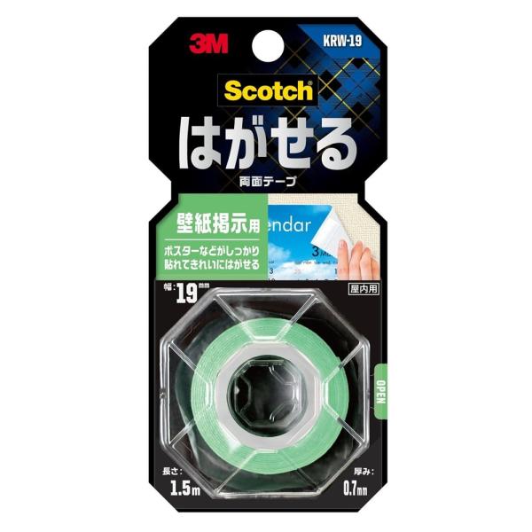 他サイト： 3Ｍ (スリーエム) はがせる両面テープ 壁紙掲示用 幅19mm×長さ1.5m [お部屋 POP掲示 ポストカード ポスター 屋内用] KRW-19 爆買の商品画像