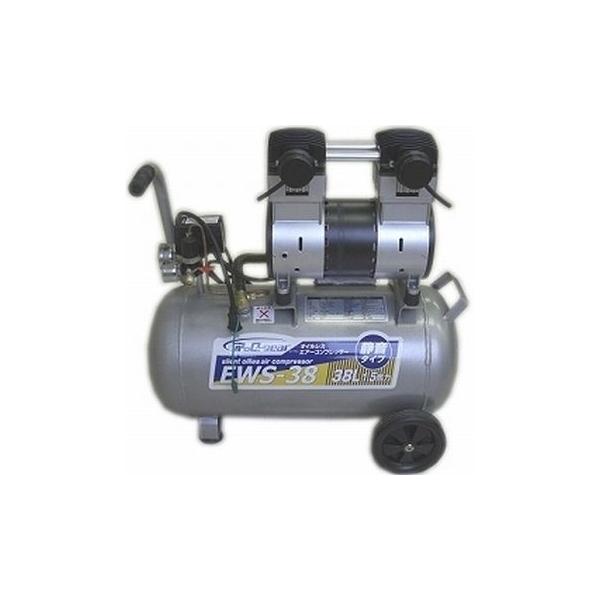 シンセイ 静音オイルレスコンプレッサー38L オイルフリー エアー 