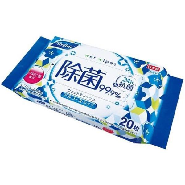 ●アルコール除菌●大判サイズ●99.9％除菌で24時間抗菌●ヒアルロン酸を配合した肌にもやさしい無香料のウエットタイプ