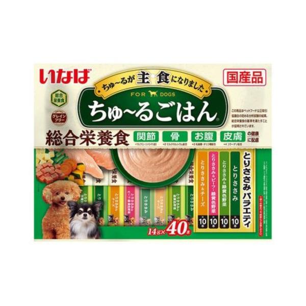 他サイト： いなばペットフード ちゅ〜るごはん とりささみバラエティ 14g×40本 [ドッグフード 犬 餌 エサ ペーストタイプ ちゅーる] DS-255の商品画像