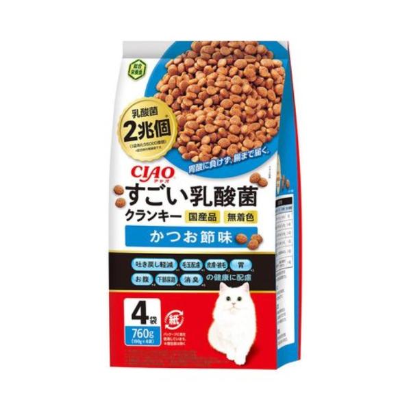 他サイト： いなばペットフード すごい乳酸菌 クランキー かつお節味 190g×4袋 [キャットフード 猫 餌 エサ ドライフード] P-302 爆買の商品画像
