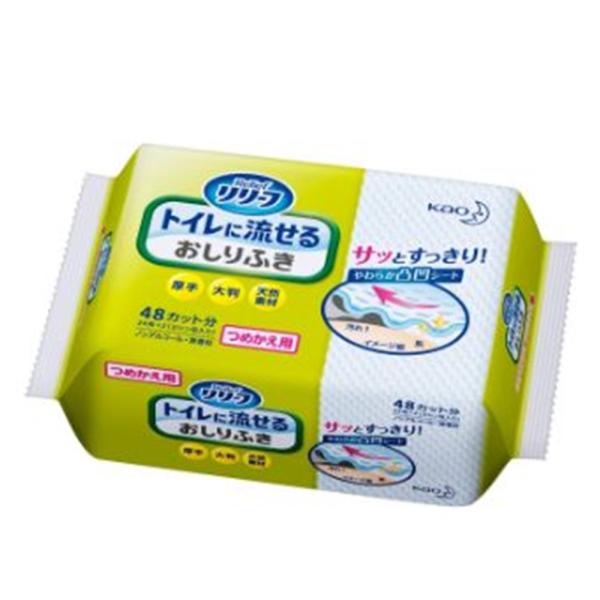 他サイト： 花王 リリーフ トイレに流せるおしりふき つめかえ用[介護用品 大判サイズ 無香料 ノンアルコール] 24枚 爆買の商品画像