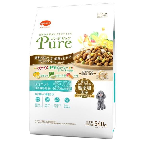 他サイト： 日本ペットフード COMBO(コンボ) ピュア ドッグ ダイエット [ドッグフード 成犬用 総合栄養食 ドライタイプ 肥満] 540g(270g×2袋入) 爆買の商品画像